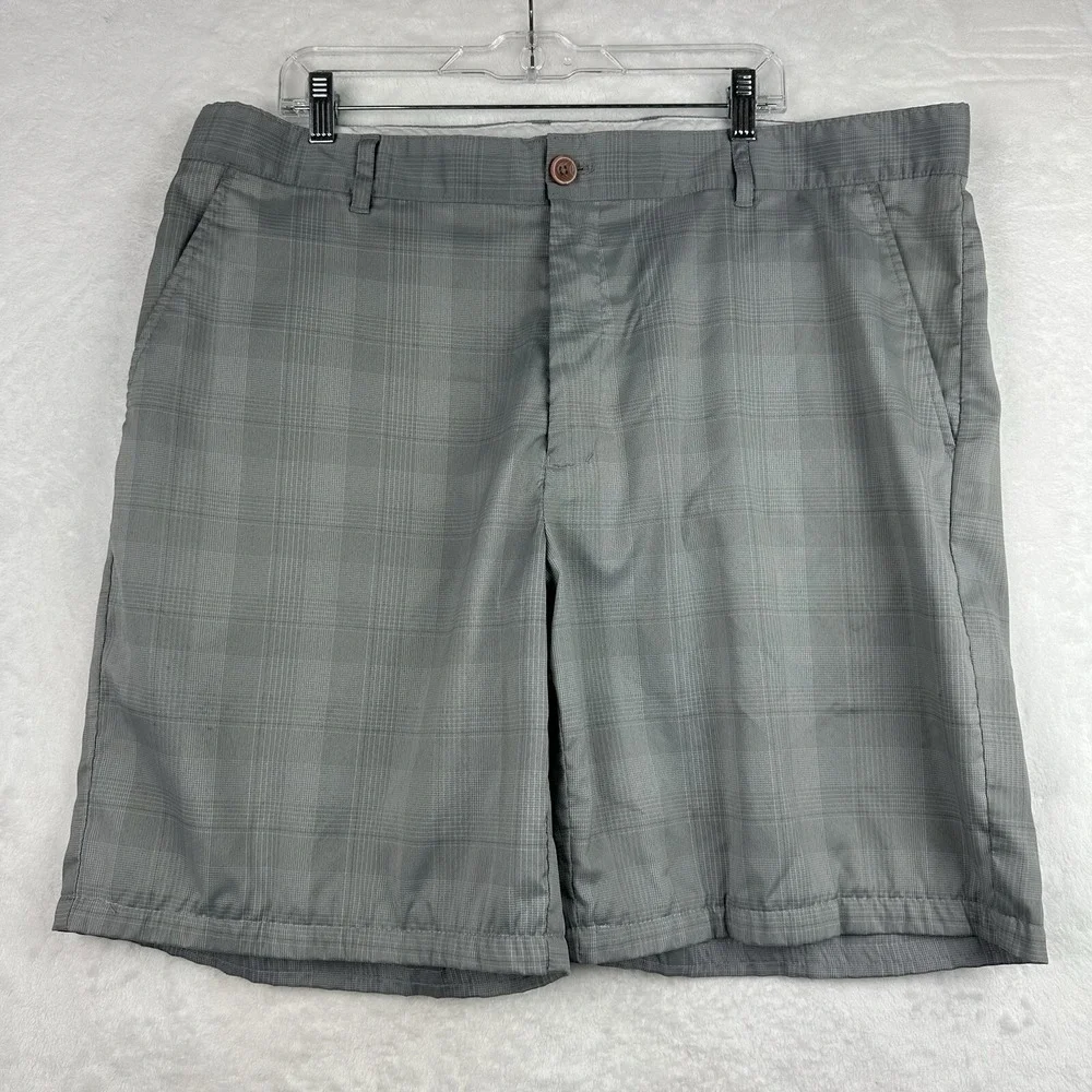 Greg Norman for Tasso Elba Mens Shorts Size 40 Gray Plaid Golf Sports EUC